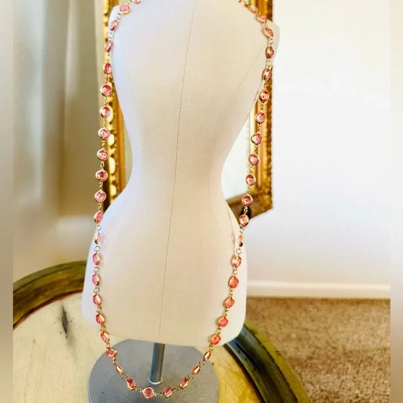 Vintage Monet XL Bracelet & Pink Bezel Necklace - Picture 5 of 13